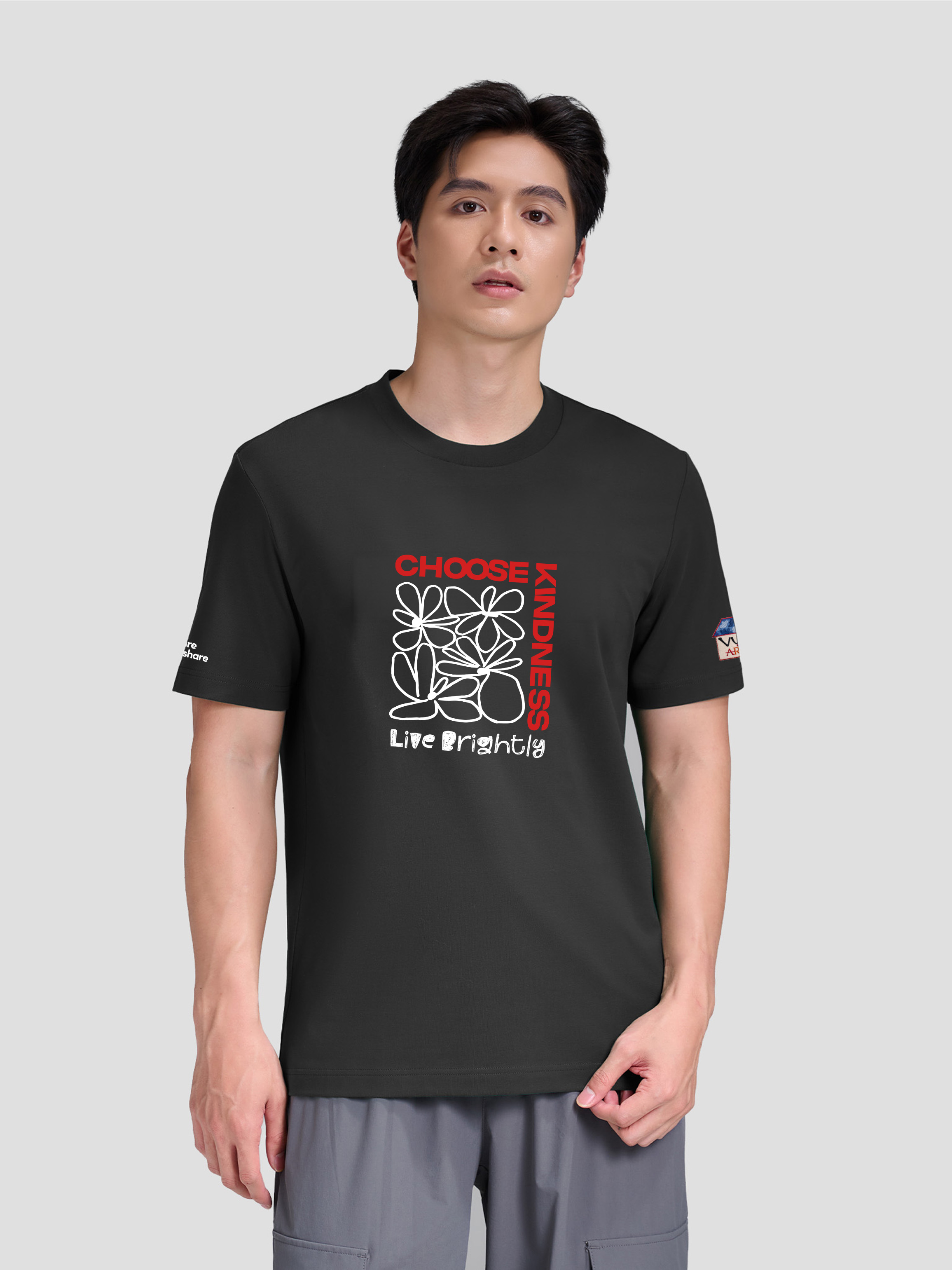 Áo thun Cotton Care & Share VỤN Art Choose Kindness Live Brightly - Mặt sau